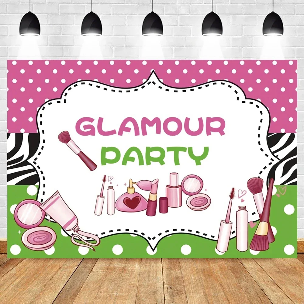 Spa Party Themed Backdrop for Photography Pink Beauty Makeup Princess ...