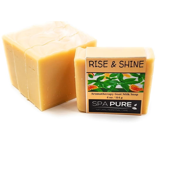 Spa Pure Aromatherapy Luxury Soap, made with plant based ingredients, essential oils, all natural, 4.5 oz each (Rise 'N Shine)