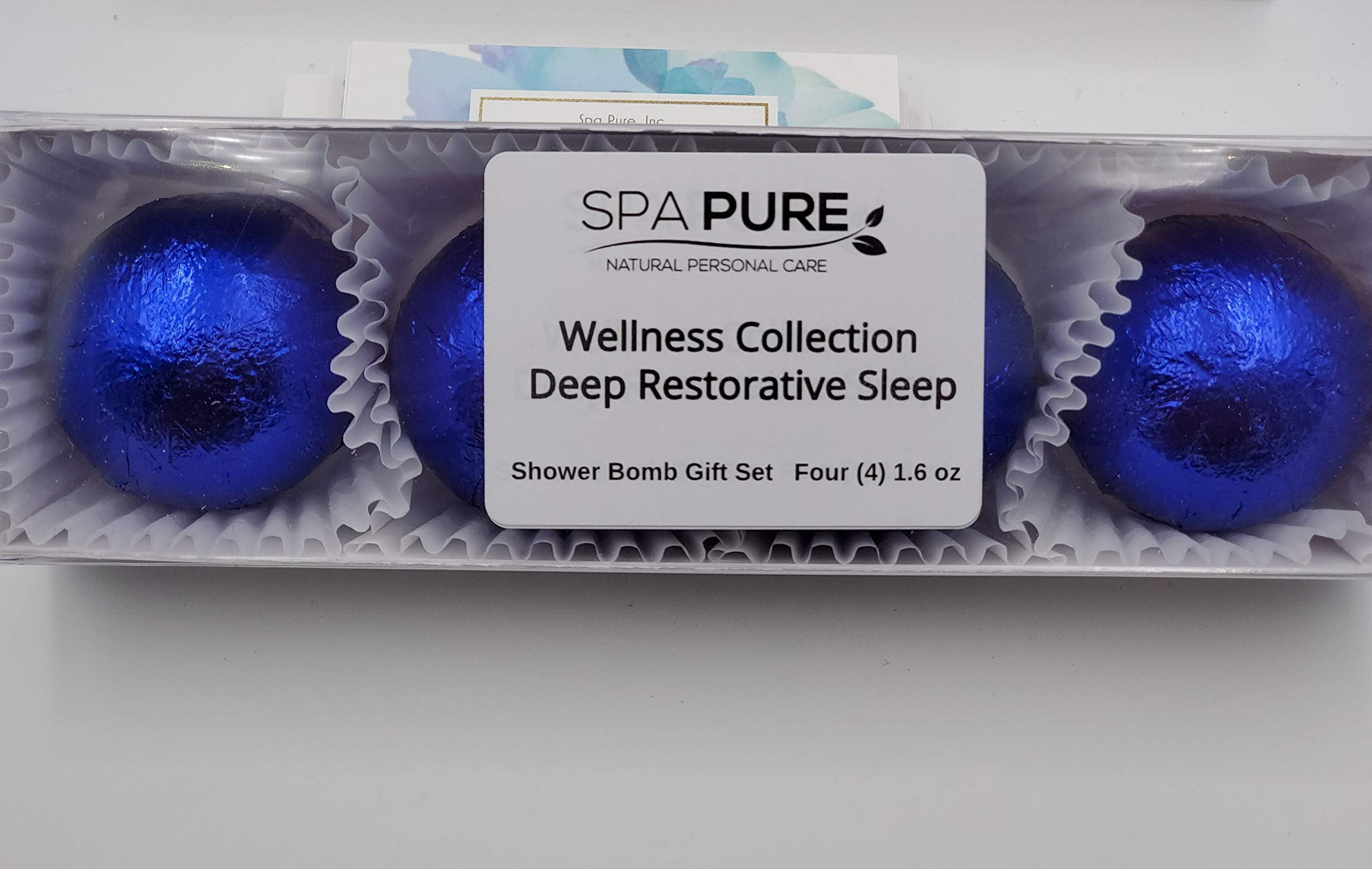 Spa Pure DEEP Restorative Sleep Aromatherapy Shower Steamers Bombs - Shower Bombs with Essential Oils  Unisex Bath Melts - Self Care and Relaxation Shower Steamer - Enjoy Spa at Home - (4 Count)