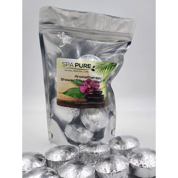 Spa Pure Rise & Shine Aromatherapy Shower Bombs, 100% Natural/Organic Essential Oils, 8 Count