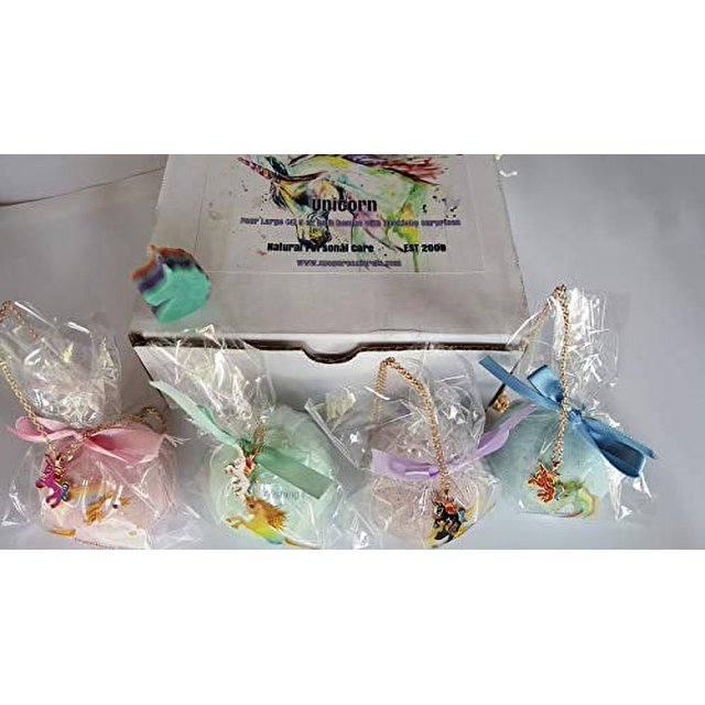 Spa Pure Unicorn Bath Bomb Set for Girls with 4 XL Bath Bombs with 4