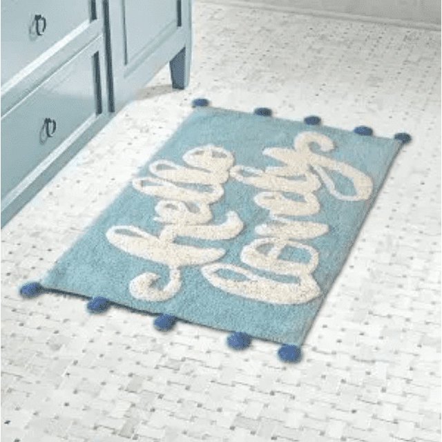Spa Retreat Cursive "Hello Lovely" 100 Cotton Pom Pom 20" x 30" Bath