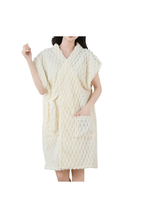Spa Robe for Women Cute Breathable Wrap Plush Robes Sleeveless Towel Short Soft Nightgown Sleepwear