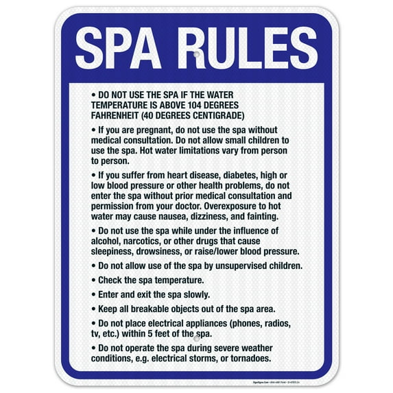 Spa Rules Sign, Pool Sign, (SI-6783)