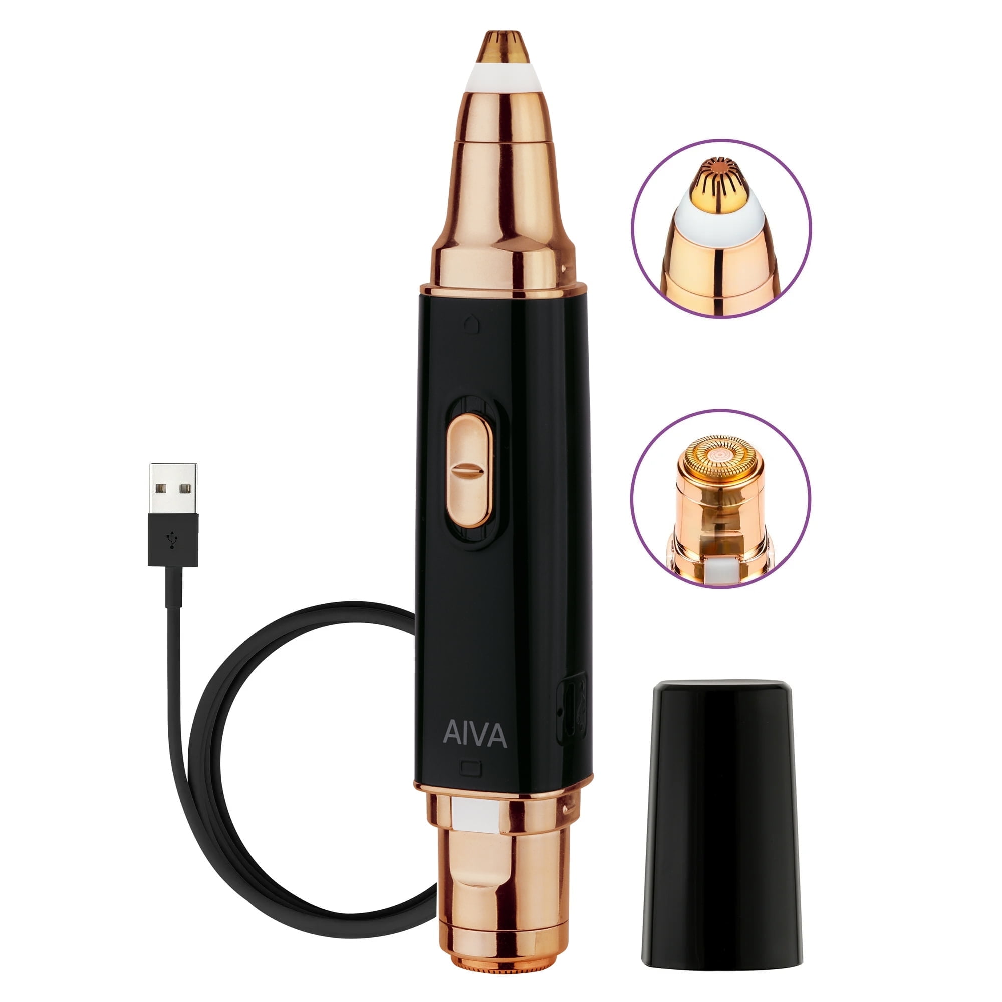 Spa Sciences - AIVA - The 2-in-1 Facial Hair Remover & Eyebrow Trimmer with Built-in LED Lights