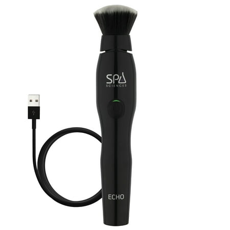 Spa Sciences ECHO, Rechargeable Sonic Makeup Brush with Antimicrobial Bristles, Black