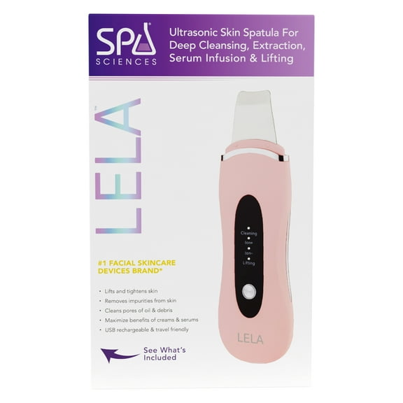 Spa Sciences LELA: 4-in-1 Ultrasonic Facial Spatula for deep cleansing, pore extraction, serum infusion, anti-aging, and contouring