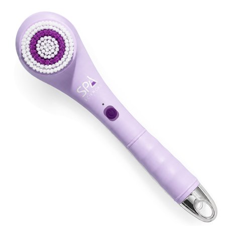 Spa Sciences NERA 4 in 1 Body Brush for Exfoliation, Deep Cleansing, Foot Care, Lotion Infuser, and Massage, Rechargable, Lavender
