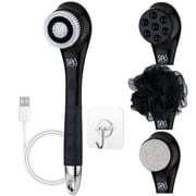 Spa Sciences NERA 4 in 1 Body Brush for Exfoliation, Deep Cleansing, Foot Care, Lotion Infuser, and Massage, Rechargable, Black
