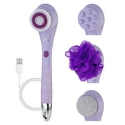 Spa Sciences NERA: 4-in-1 Shower/Bath Body Brush for exfoliation, deep cleansing, foot care, lotion infuser, and massage -Lavender