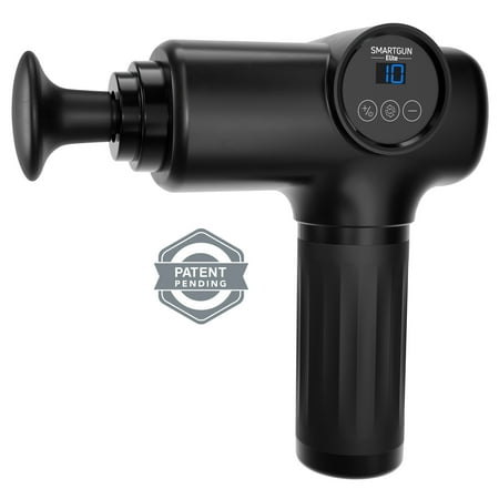 Spa Sciences SMARTGUN Elite Deep Tissue Percussion Massage Gun with Interchangeable Heads, Black