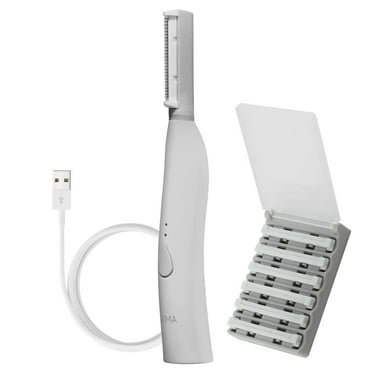 Spa Sciences SIMA Dermaplane Razor, 2 in 1 Exfoliation and Hair Removal, 3 Speed, Includes 7 Tips, Rechargeable, White