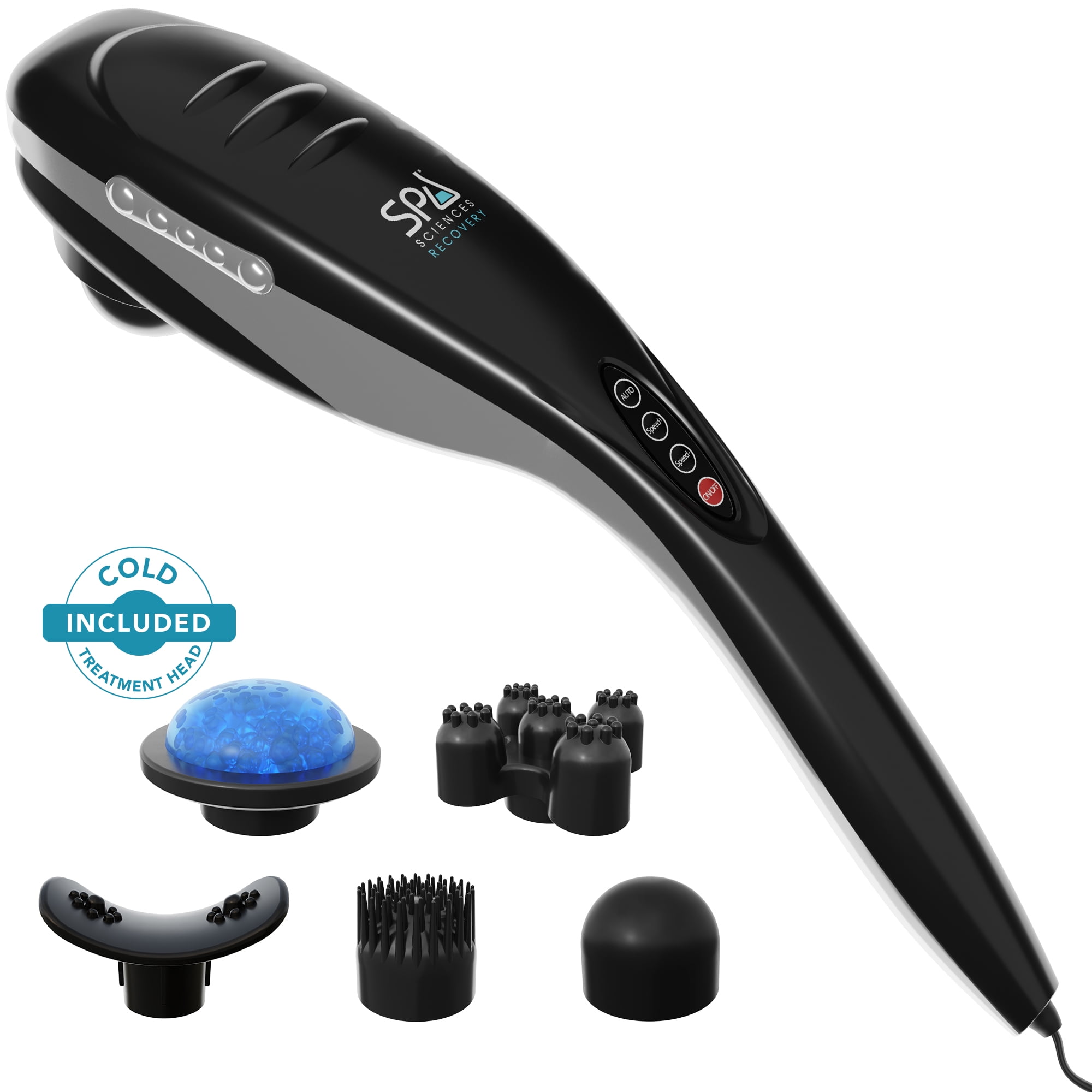 Spa Sciences VARA Deluxe Deep Tissue Therapeutic Handheld Massager with Variable Intensity 5 Heads Ice Attachment Percussion Massage FSA HSA