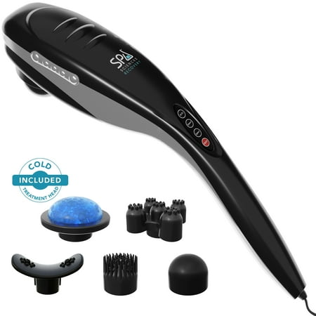 Spa Sciences VARA Deluxe Deep Tissue Handheld Massager with Variable Intensity, 5 Heads, Ice Attachment, Percussion Massage, Fsa/ Hsa
