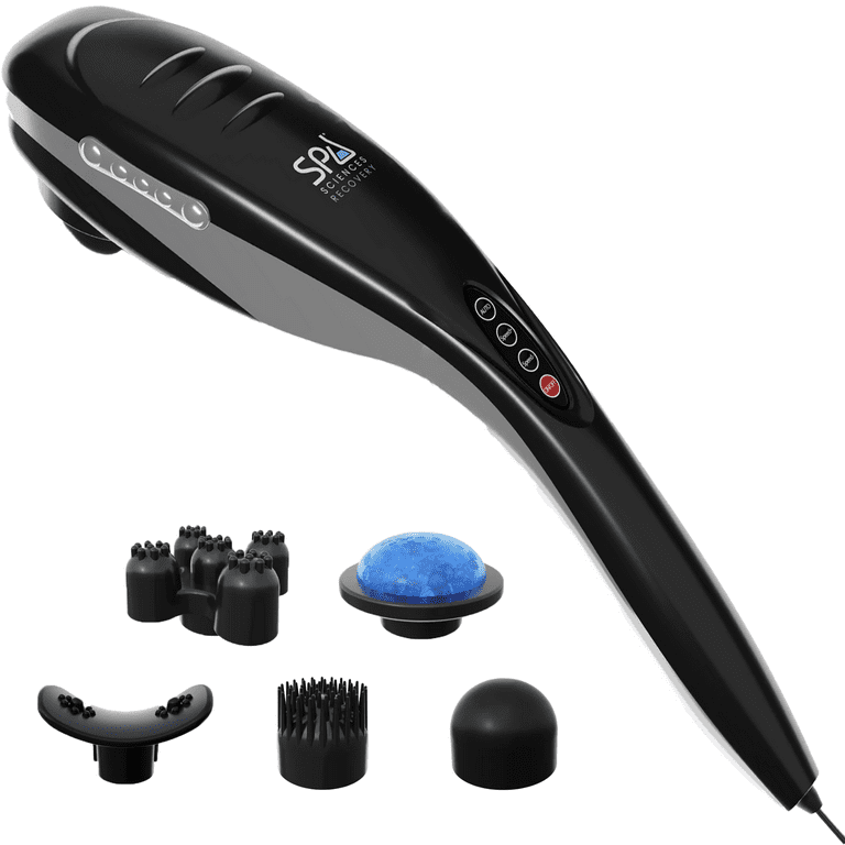 Spa Sciences VARA: Deluxe Handheld Massager, 5 Heads, Ice Attachment,  Electric Percussion Muscle Massage, FSA/HSA, Back, Foot, Neck, Leg,  Shoulder