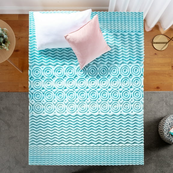 Zinus Spa Sensations 3" Green Tea Gel Memory Foam Zoned Support Mattress Topper, Queen