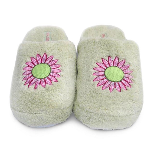 Spa Sister Chenille Embroidered Slippers, Daisy