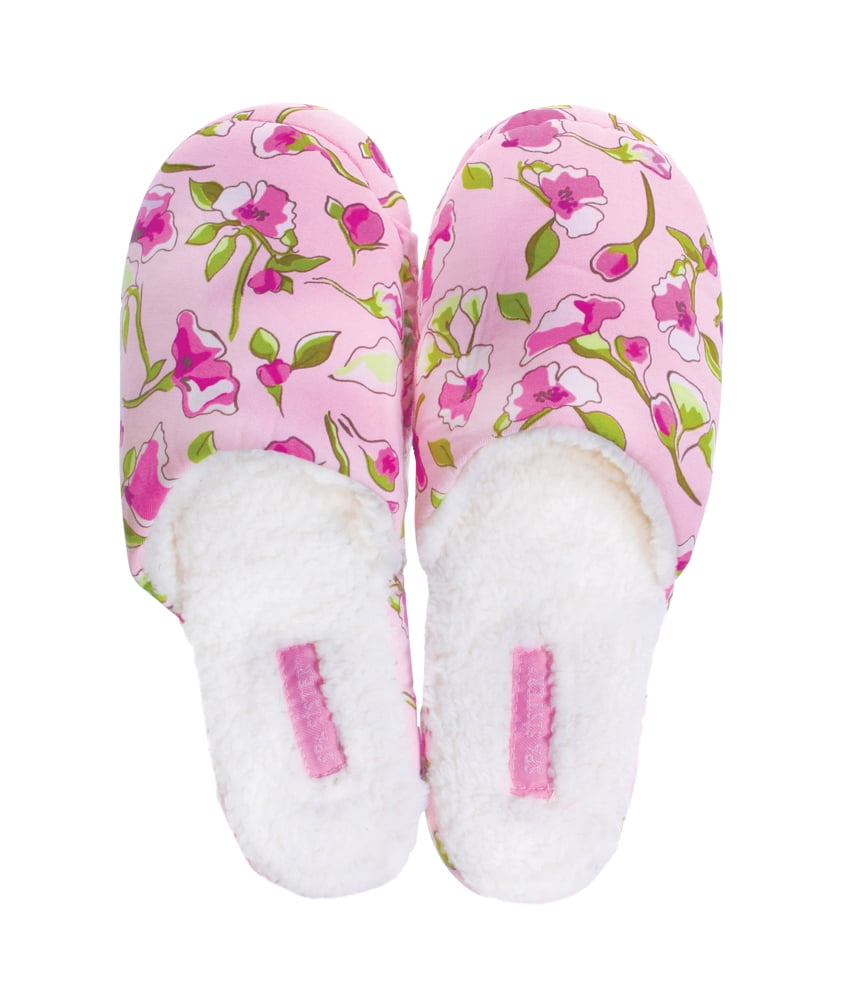Spa Sister Floral Slippers, Pink Rose Garden