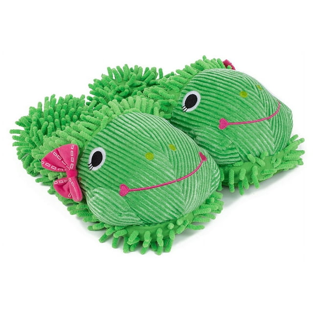 Spa Sister Just For Fun Plush Slippers, Frog