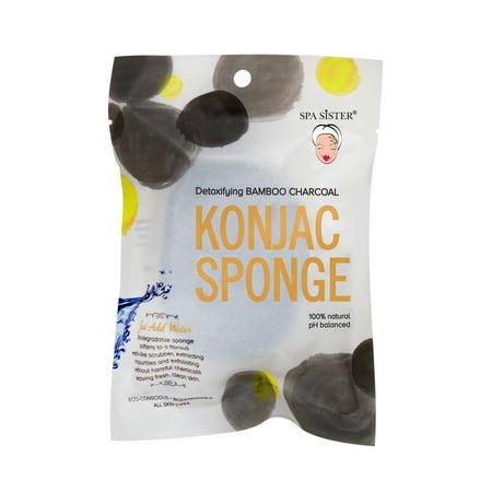 Spa Sister Konjac Sponge Bag, Detoxifying Charcoal