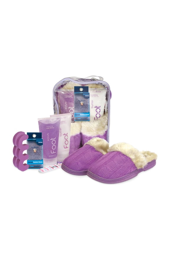 Snuggle Up Foot Spa Cable Knit Slippers, Vanilla Berry Lavender