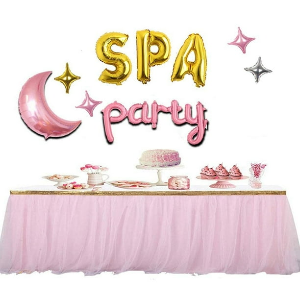 Spa Sleepover Bash Kit - Girls Night In Decor Set with PJ Themed Banner, Balloons, and Gold Party Supplies for Birthday, Bridal, Hen Parties.