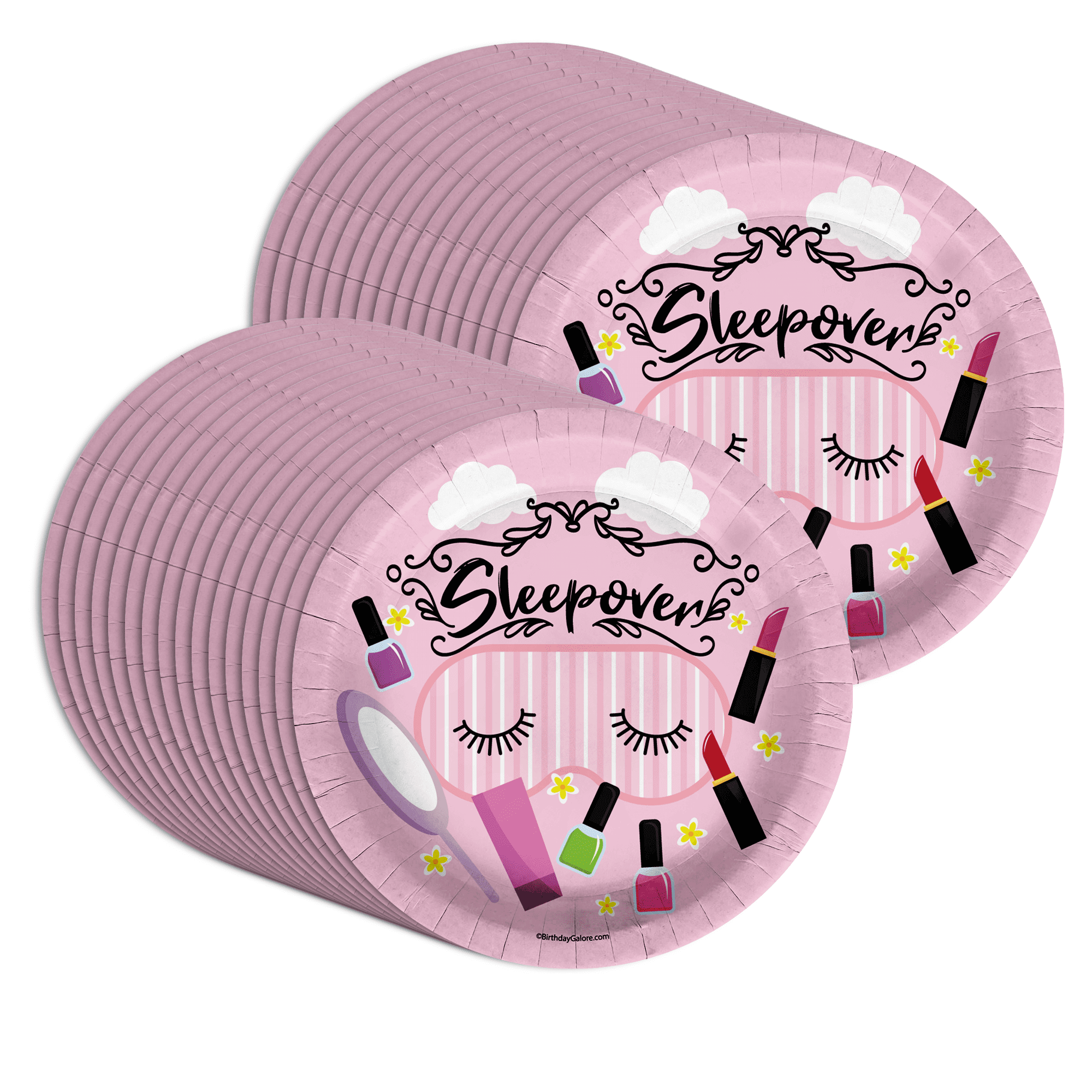 Pink Spa Sleepover Party Plates - 9" Round Disposable Matte Finish