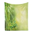 thumbnail image 1 of Spa Soft Flannel Fleece Throw Blanket, Green Nature Bamboos with Other Tree Braches and Bushes Image, Cozy Plush for Indoor and Outdoor Use, 50" x 70", Green and Pale Green, by Ambesonne, 1 of 5