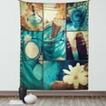 thumbnail image 1 of Spa Tapestry, Blue Themed White Daisies Scents Towels and Incense Artwork Collage Design, Wall Hanging for Bedroom Living Room Dorm Decor, 60W X 80L Inches, Blue Brown and White, by Ambesonne, 1 of 5
