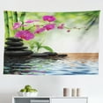 thumbnail image 1 of Spa Tapestry, Tower Stone and Hibiscus with Bamboo on The Water Blurry Background, Fabric Wall Hanging Decor for Bedroom Living Room Dorm, 2 Sizes, Blue Black, by Ambesonne, 1 of 1