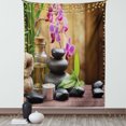 thumbnail image 1 of Spa Tapestry, Warm Welcoming Spa Reception Big Healing Stones Candles Scent Flowers Print, Wall Hanging for Bedroom Living Room Dorm Decor, 40W X 60L Inches, Purple Black and Green, by Ambesonne, 1 of 5