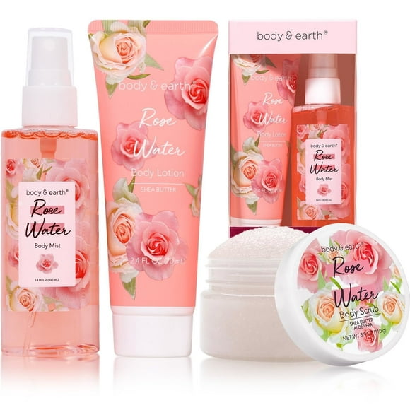 Body & Earth Spa Gift Sets Rose Scent Bath Gift for Women Valentine's Day Birthday - Perfume, Body Lotion, Body Scrub