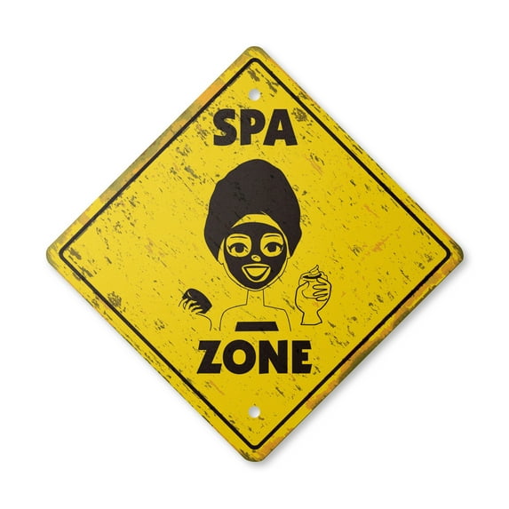 Spa Vintage Crossing Sign Zone Xing | Indoor/Outdoor Plastic | 17" Tall rustic massage facial rub down sauna