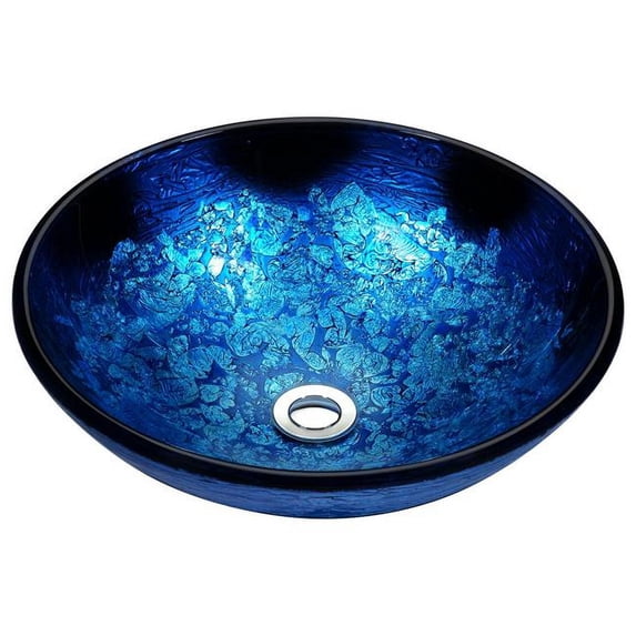 Spa World LS-AZ161 Stellar Series Deco-Glass Round Vessel Sink - Blue Blaze