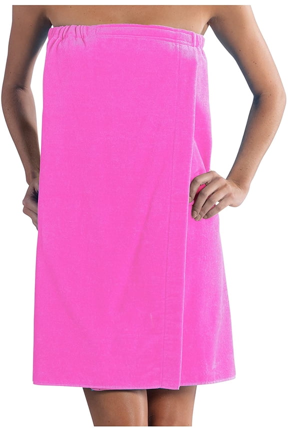 Spa Wrap Terry Cotton Ladies Cover Ups, Pink, One Size