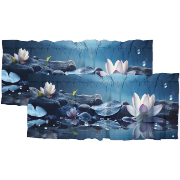 Spa Zen Rod Pocket Thermal Insulated Curtain Valance Stone Flower Relaxing Meditation Privacy Window Valances for Living Room Kitchen 54 by 18 in, 2 Panel