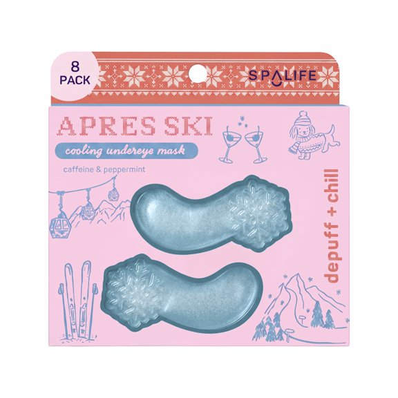 SpaLife Apres Ski Cooling Undereye Patches Winter Stocking Stuffers | Cooling Peppermint Under Eye Gel Patches | Caffeine Hydrogel Pads Target Puffy Eyes