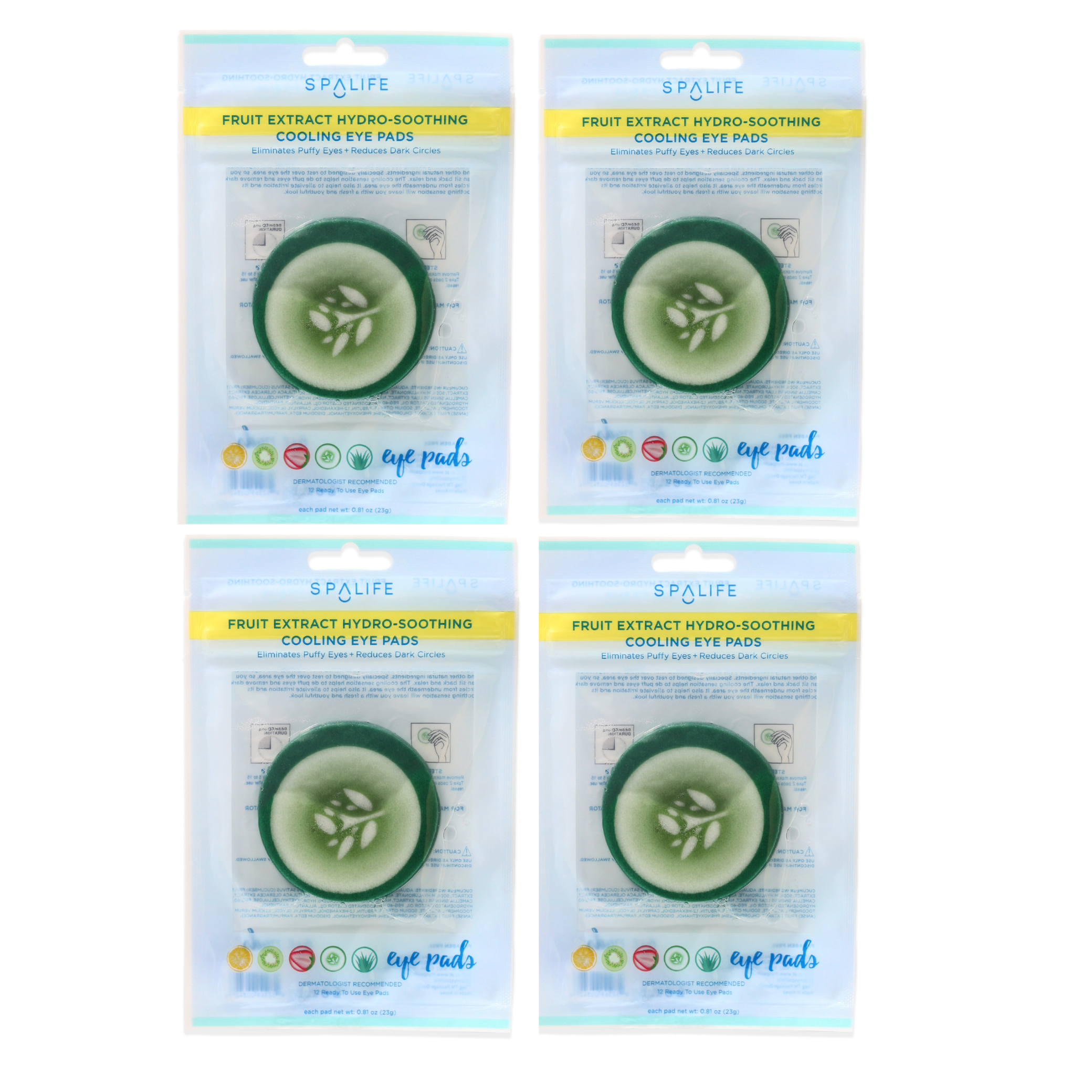 SpaLife Korean Soothing Green Cucumber Spa Cooling Eye Pads, 0.81 oz