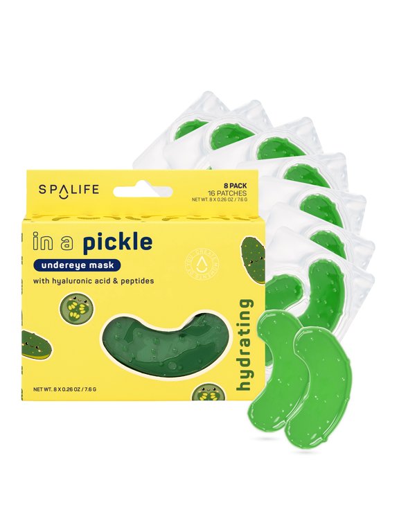 In a Pickle Hydrogel Under Eye Patches for Dark Circles | Pickle Gifts for Women | Hydrating Undereye Masks for Bags and Puffiness | Pack of 8 Pairs (8 Undereye Treatments)