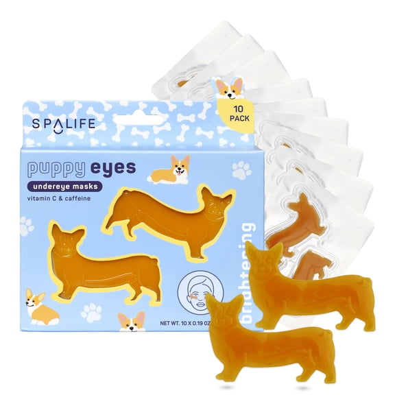 SpaLife Puppy Eyes Corgi Under Eye Patches for Dark Circles | Puppy Under Eye Patches for Puffy Eyes | Radiance Undereye Masks for Bags and Shadows | Pack of 10 Pairs (10 Undereye Treatments)