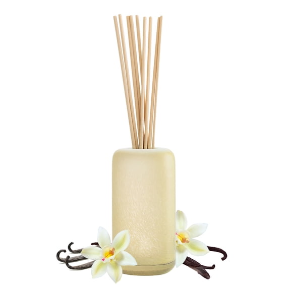 SpaRoom Aromatherapy Reed Diffuser with Handblown Glass Container, Vanilla Bean