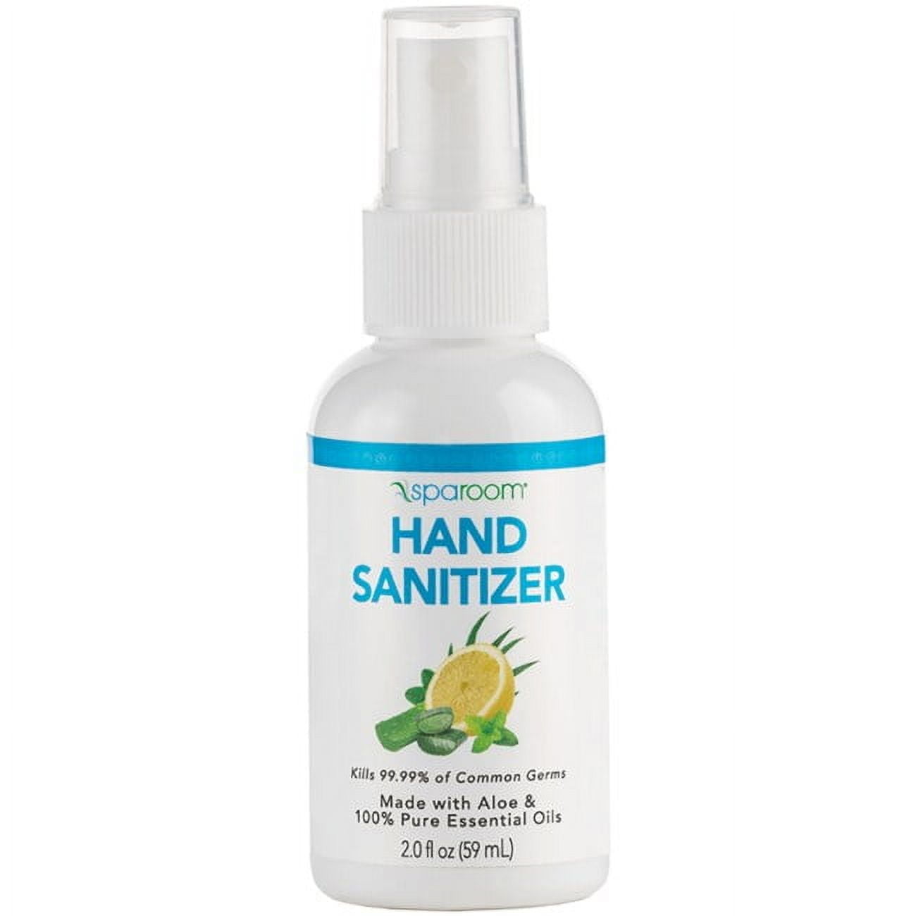 SpaRoom Hydrating Hand Sanitizer Spray, 70% Alcohol with Aloe Vera & Essential Oils, 2 Ounce Bottle