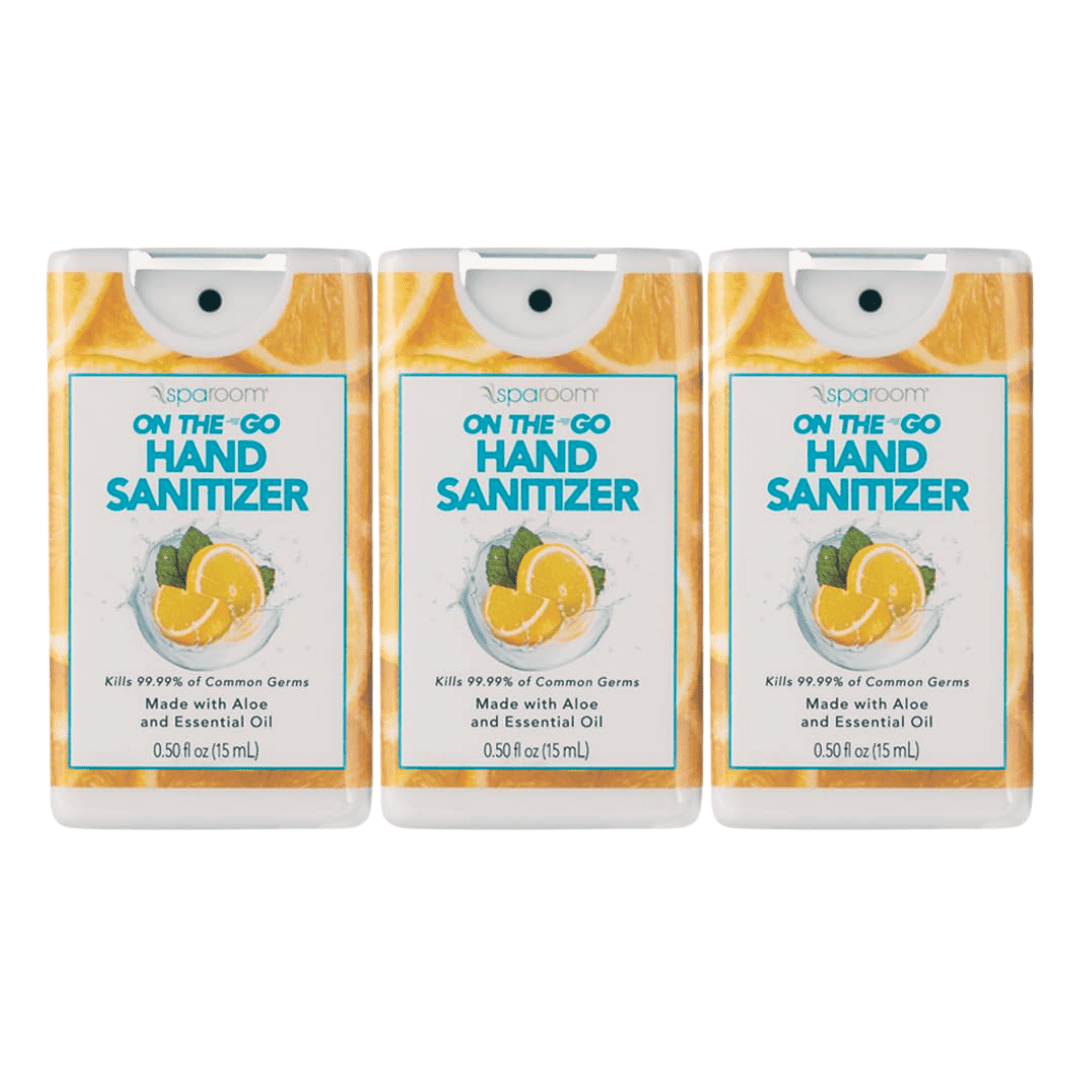 SpaRoom Hydrating Hand Sanitizer Travel Size Spray, 62% Alcohol with Aloe Vera & Essential Oils, Citrus, 0.5 Ounce (Pack of 3)