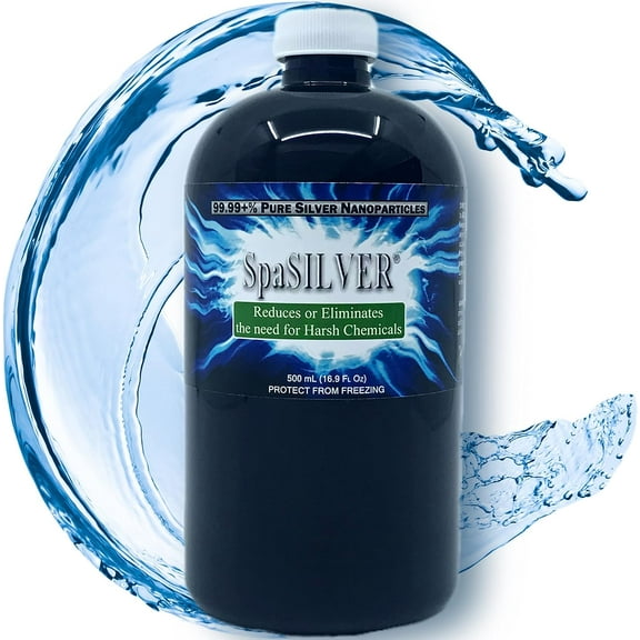 SpaSILVER Water Booster - Diatomic Silver NanoParticle (AgNP) Hot Tub / Spa Water Treatment Additive - 500 mL BPA-free Plastic Bottle