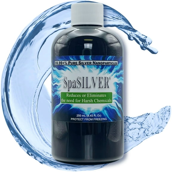 SpaSILVER Water Treatment for Hot Tubs and Spas - Concentrated True Colloidal Silver - 250 mL in a BPA-Free Plastic Bottle