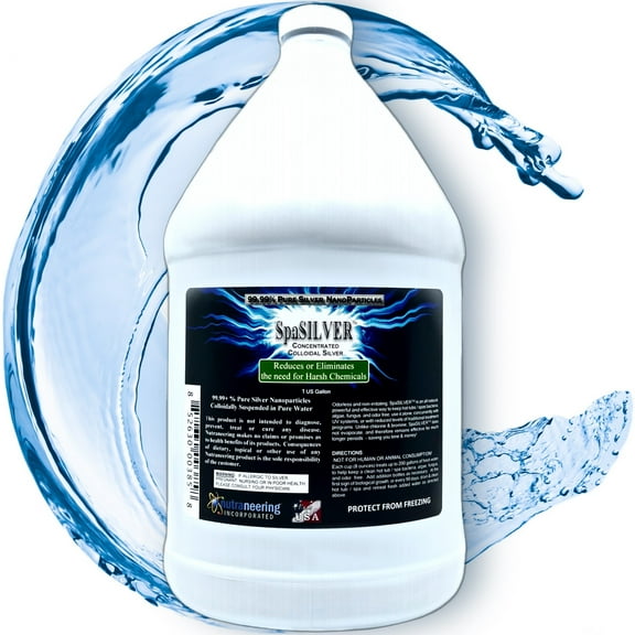 SpaSILVER Water Treatment for Hot Tubs and Spas - Concentrated True Colloidal Silver - One (1) US Gallon in White BPA-Free Plastic Jug
