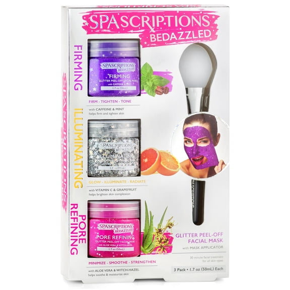 SpaScriptions Bedazzled Peel Off Mask, (Pack of 3)