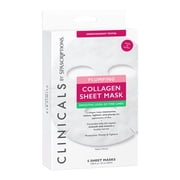 SpaScriptions Clinicals Plumping Collagen Sheet Mask, Collagen Face Mask with Ceramides for Fine Lines, Dermatologist Tested, 5 Count