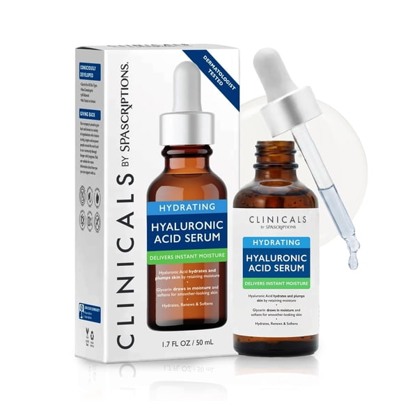 SpaScriptions Hyaluronic Acid Facial Serum, Hydrating Face Serum for Dry and Dehydrated Skin, 1.7 fl oz