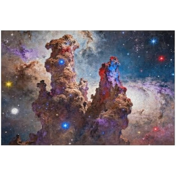 Space 1000 Pieces Adult, Solar System Galaxy, Creation Planets and Star Nebula, Hard and Challenging for Family Entertainment Puzzle
